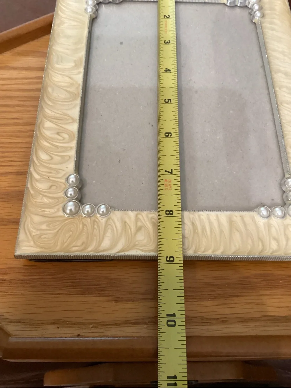 Malden Enamel Cream Decorative Picture Frame with Pearl Accent Holds a 5x7